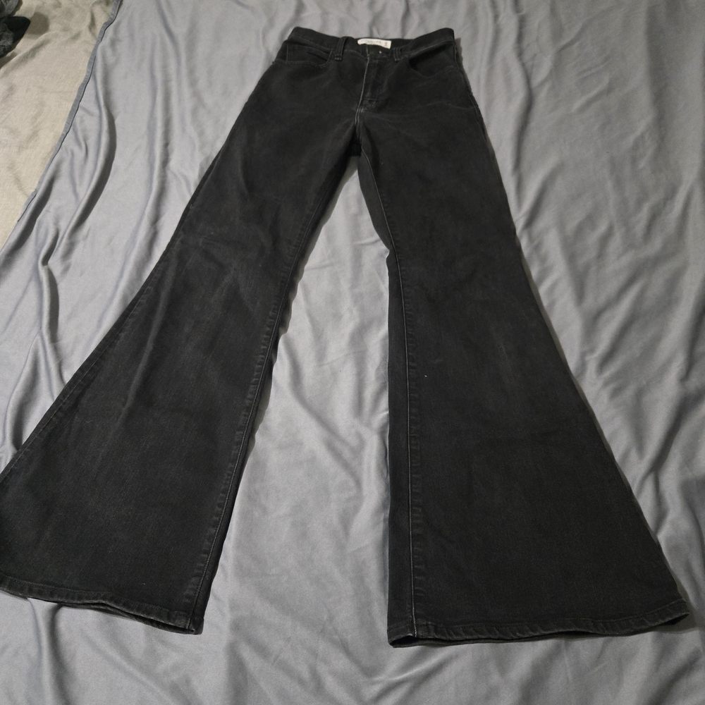 Abercrombie & Fitch the Flare Ultra High Rise Black Jeans Size 2/26 Curve Love